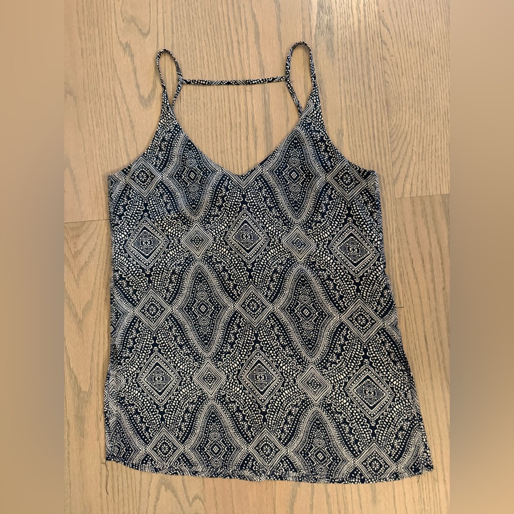 Patterned Navy and White Women's Tank
